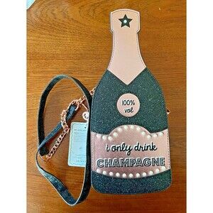 Champagne Bottle “I Only Drink Champagne” Crossbody Bag NWT Skinny Dip Rose Gold